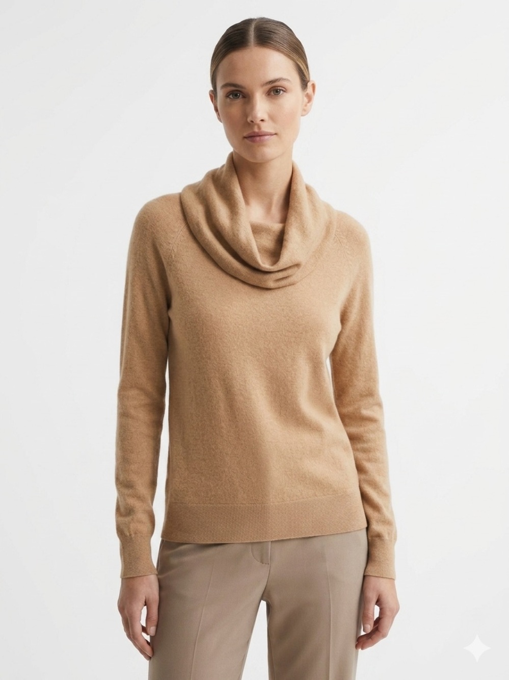 GAP Camel Cowl Neck Cotton and Rabbit Hair Sweater Natural Fibers Quiet Luxury
